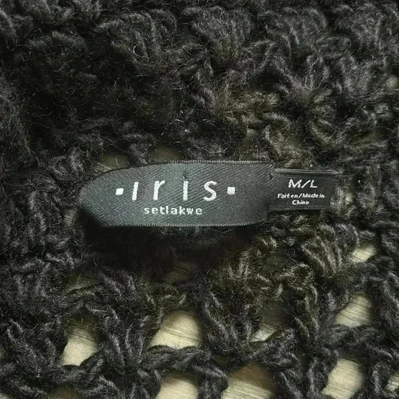 🔥Iris Setlakwe🔥 | Black wool blend chunky knit cardigan quarter sleeve - Picture 6 of 12